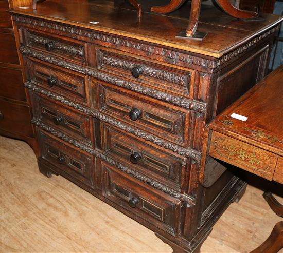 Carved Jacobean style chest of drawers